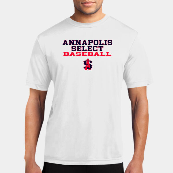 White and Gray Poly Shirt with AS Baseball Logo Thumbnail