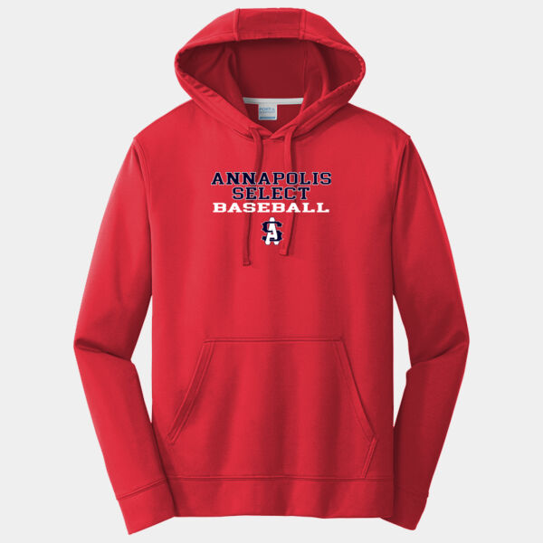 Red Poly Hoodie with AS Baseball Logo Thumbnail