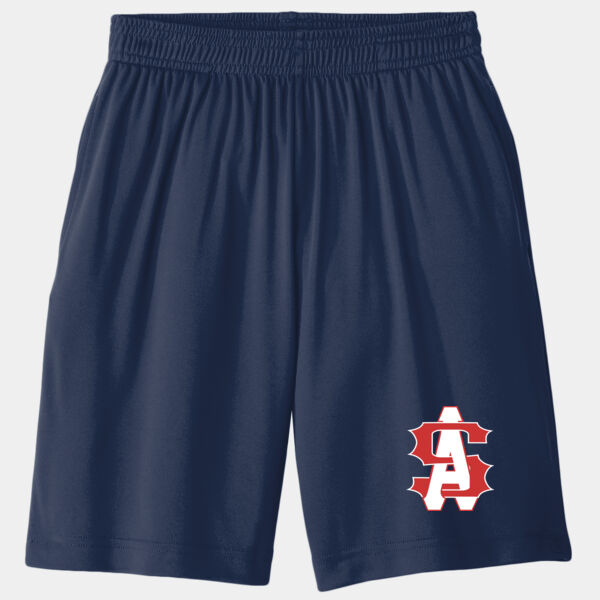 Navy Youth Pocket Shorts with AS Logo Thumbnail
