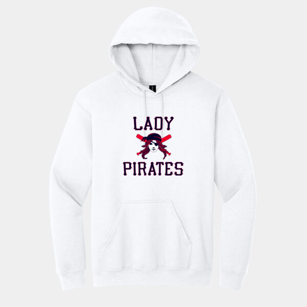 White and Gray 50/50 Hoodie with Pirate Softball Logo Thumbnail
