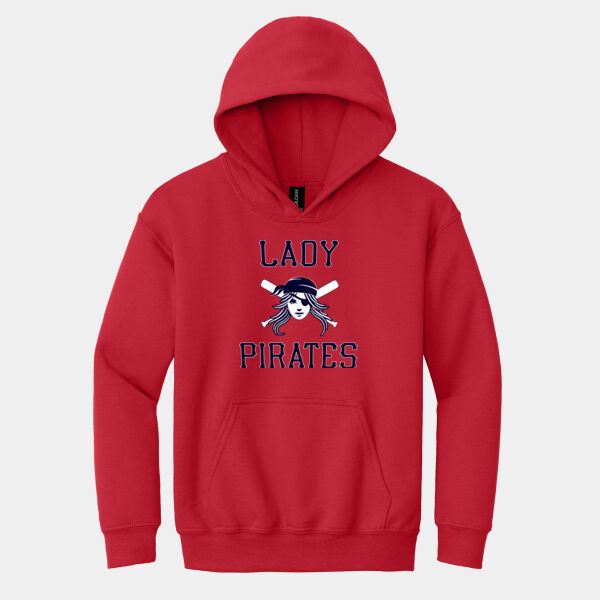 Red Youth 50/50 Hoodie with Pirates Softball Logo Thumbnail