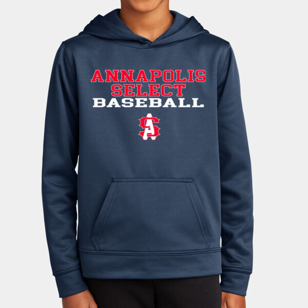 Navy Poly Youth Hoodie with AS Baseball Logo Thumbnail